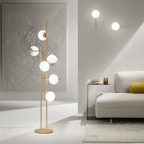 Ondaluce ap jewel applique moderna oro vetro sfera bianco