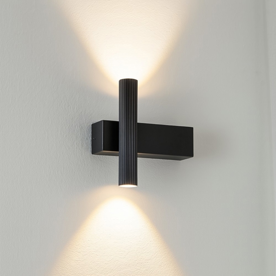 Applique nero da parete moderna led 3000k duplice fascio luminoso