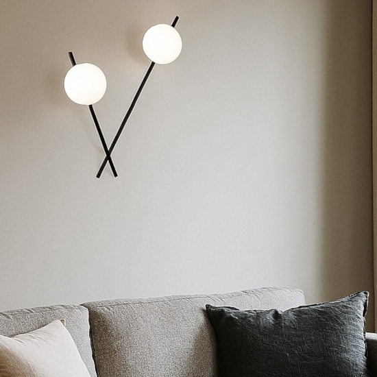 Miloox mikado applique design moderno nero vetri orientabili