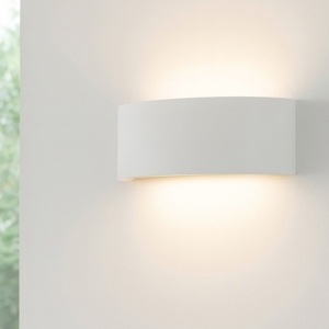 Applique curvo led 18w 3000k gesso ceramica bianca