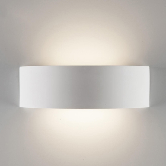 Applique curvo led 18w 3000k gesso ceramica bianca