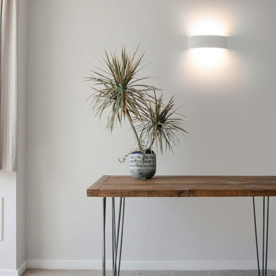Applique curvo led 18w 3000k gesso ceramica bianca