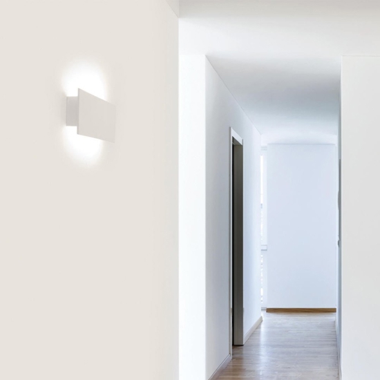 Applique led 24w 4000k rettangolare gesso ceramico bianco moderna