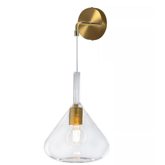 Applique pendente in vetro trasparente ottone satinato kona
