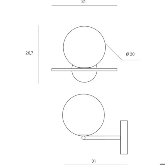 Jugen miloox applique da interno oro sfera vetro bianco