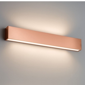 Applique led 28w 3000k bi emissione rame box w2 linea light