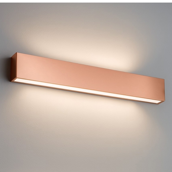 Applique led 28w 3000k bi emissione rame box w2 linea light