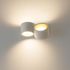 Applique due luci in gesso bianco dettagli ottone nasso sforzin