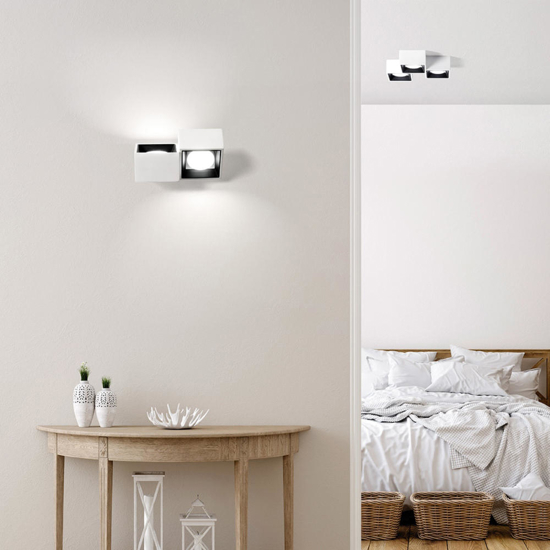 Nasso applique da parete in gesso due luci quadrate nere sforzin
