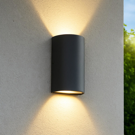 Applique grafite per esterno moderna led 12w 3000k biemissione luce