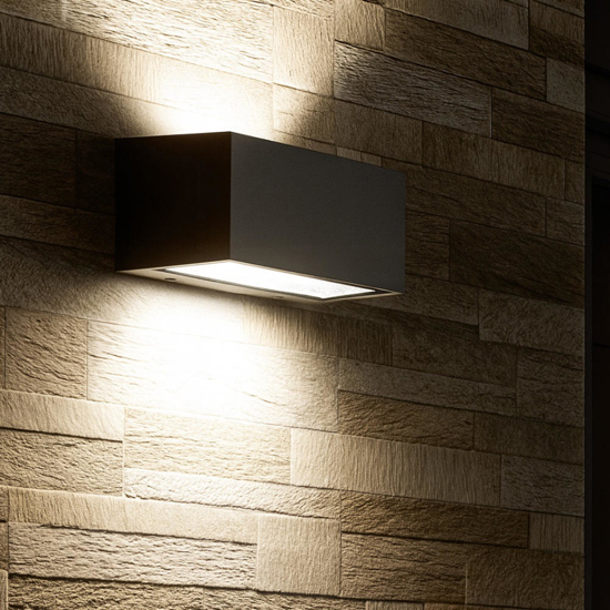 Applique da esterno grafite rettangolare moderna led 24w 3000k