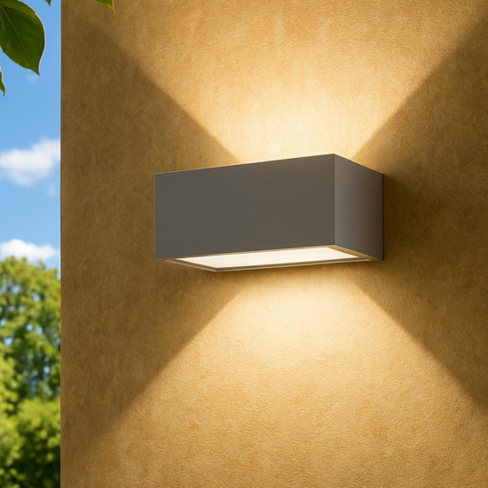 Applique da esterno grigio alluminio rettangolare led 24w 3000k