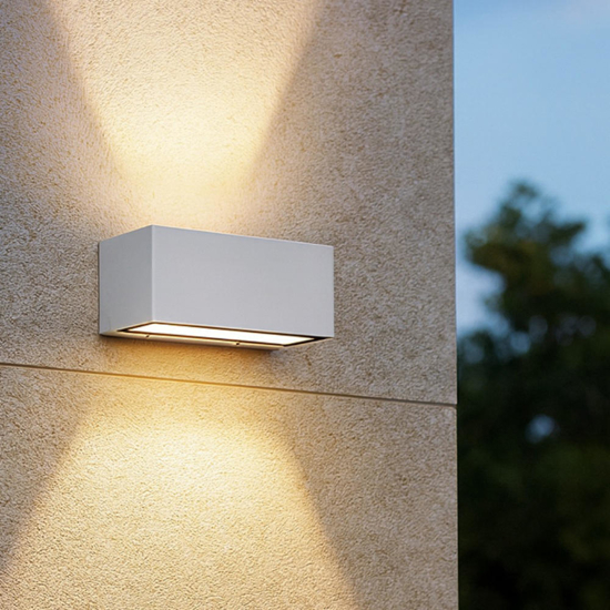 Applique da esterno rettangolare bianca led biemissione 36w 3000k