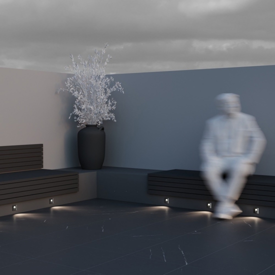 Maytoni via urbana segnapasso per esterno quadrato da incasso led 4000k ip54