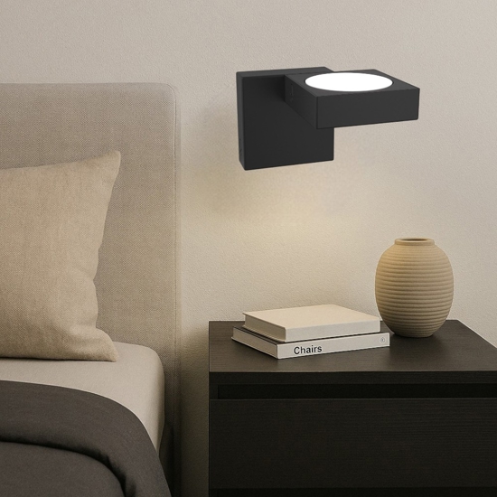 Applique da comodino per camera da letto toplight up nero