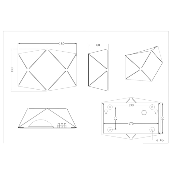 Applique nero led 6w 3000k design moderna per interni