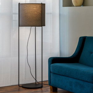 Piantana per salotto contemporaneo paralume tessuto grigio