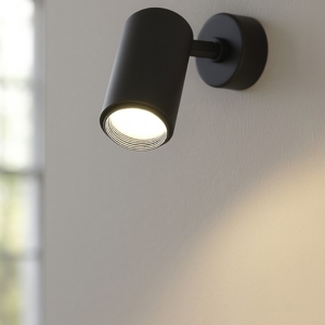 Applique moderna con spot orientabile cilindro nero