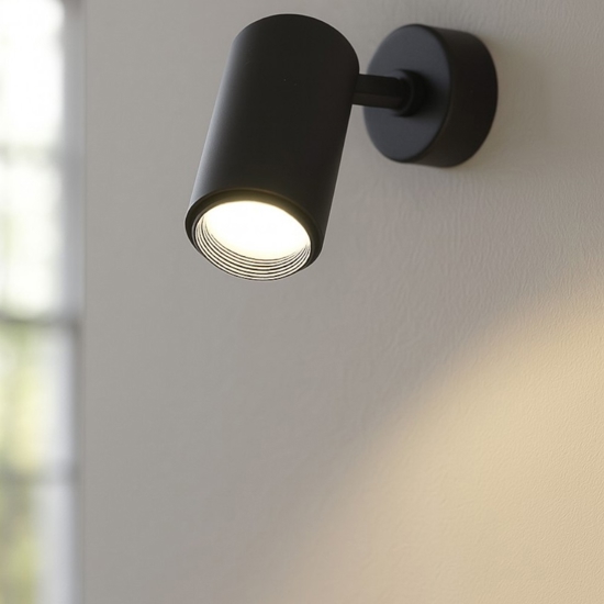 Applique moderna con spot orientabile cilindro nero