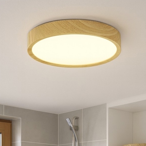 Eglo musurita plafoniera da bagno rotonda effetto legno led 3000k ip44