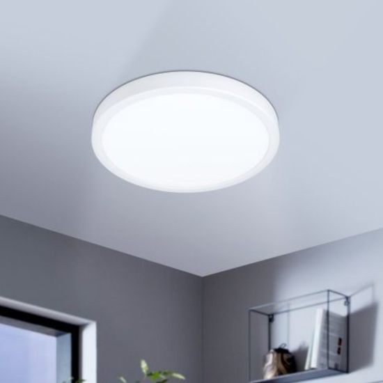 Eglo fueva 5 plafoniera da bagno tonda bianca led 3000k ip44