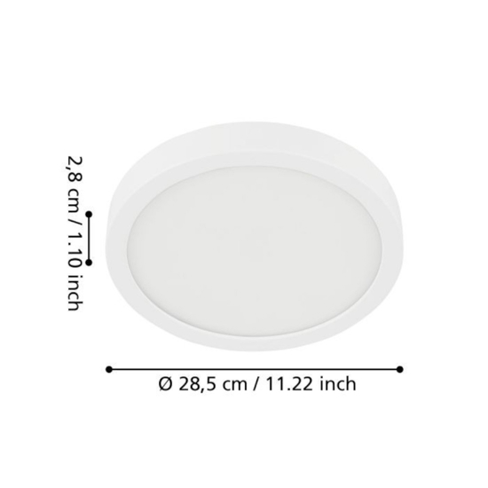 Eglo fueva 5 plafoniera da bagno tonda bianca led 3000k ip44