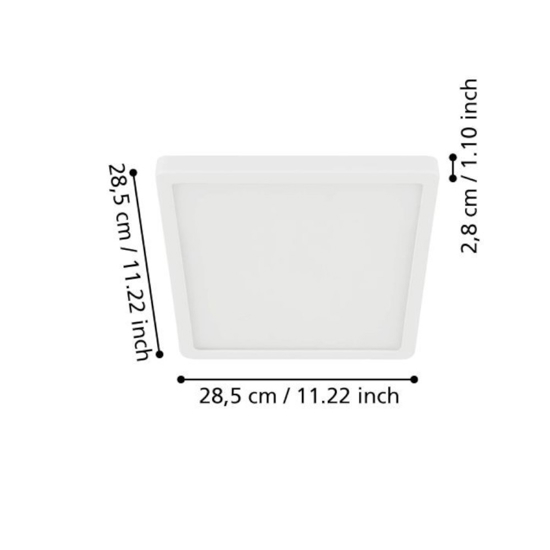 Eglo fueva 5 plafoniera quadrata da bagno bianca led 3000k ip44