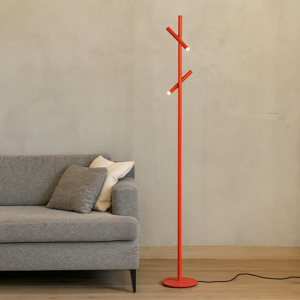 Gea luce gpi lampada da terra moderna doppio led 3000k orientabile arancione