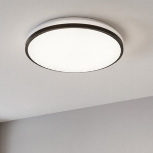 Eglo pinetto plafoniera da bagno rotonda bianca e nera led 4000k ip44