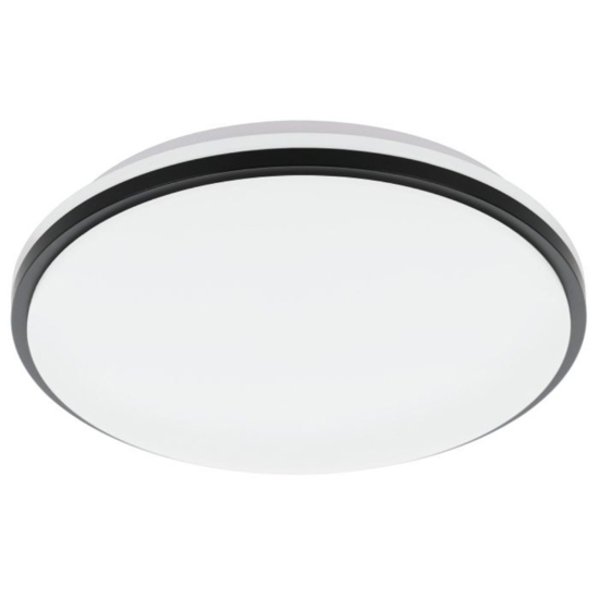 Eglo pinetto plafoniera da bagno rotonda bianca e nera led 4000k ip44