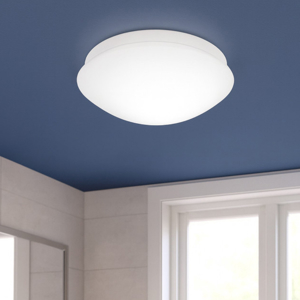 Eglo bari m plafoniera da bagno tonda in vetro bianco ip44