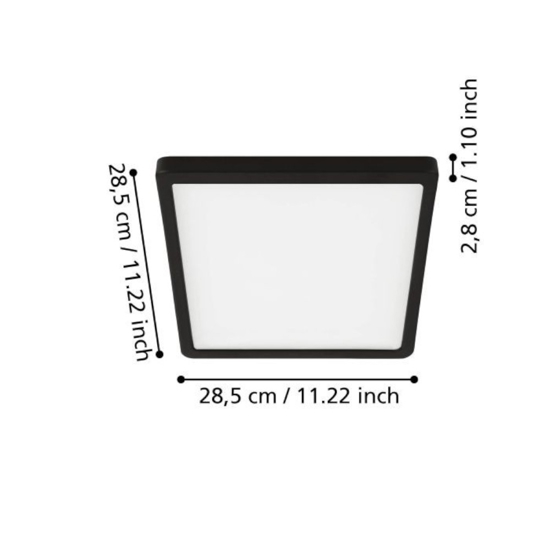 Eglo fueva 5 plafoniera da bagno ip44 quadrata nera e bianca led 3000k