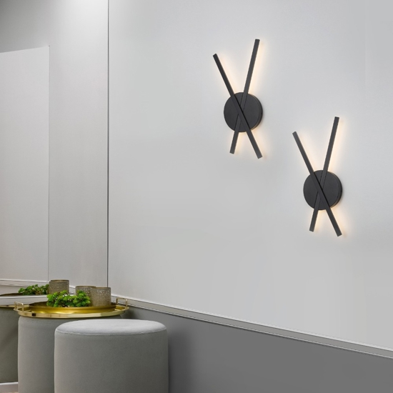 Applique da parete led 18w 3000k moderna nero design