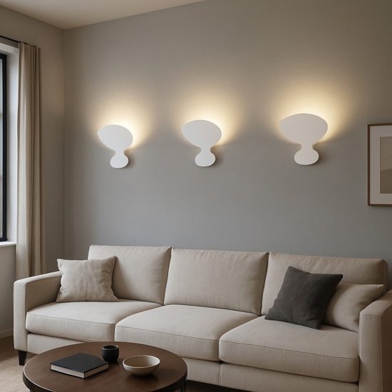 Applique moderna luminosa 3 lampade metallo bianco