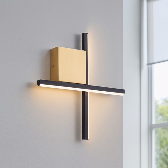 Applique moderna design nero oro led 10w 3000k