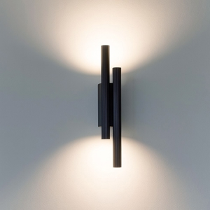 Applique doppio cilindro nero rigato led 15w 3000k