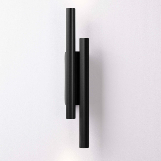 Applique doppio cilindro nero rigato led 15w 3000k