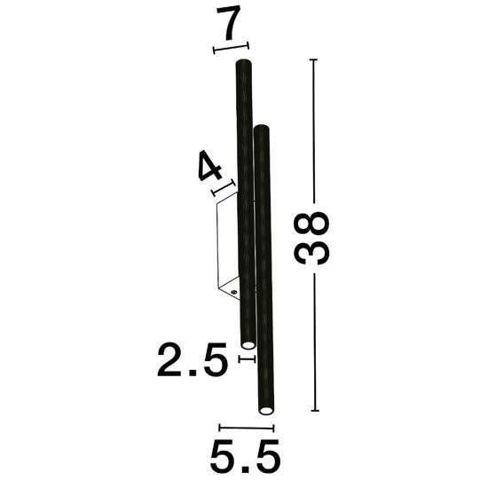 Applique doppio cilindro nero rigato led 15w 3000k
