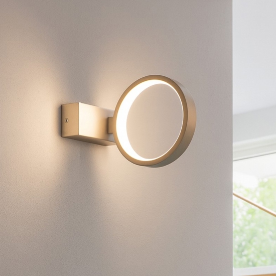 Applique da parete moderna oro satinato luce led orientabile 7w 3000k
