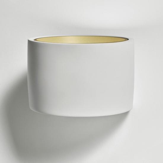 Applique di gesso rotonda bianco oro nasso sforzin