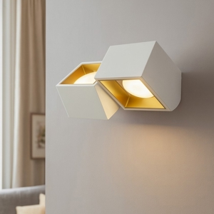 Sforzin nasso applique in gesso bianco dettagli oro due luci