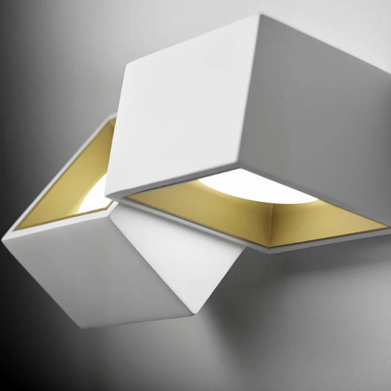 Sforzin nasso applique in gesso bianco dettagli oro due luci