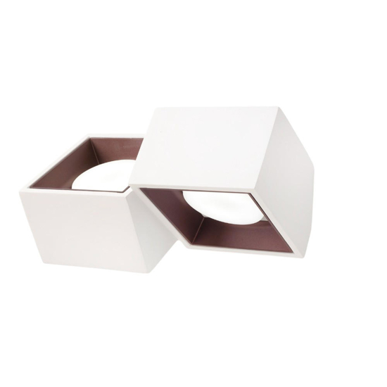 Sforzin applique di gesso bianco due luci quadrate nasso bronzo