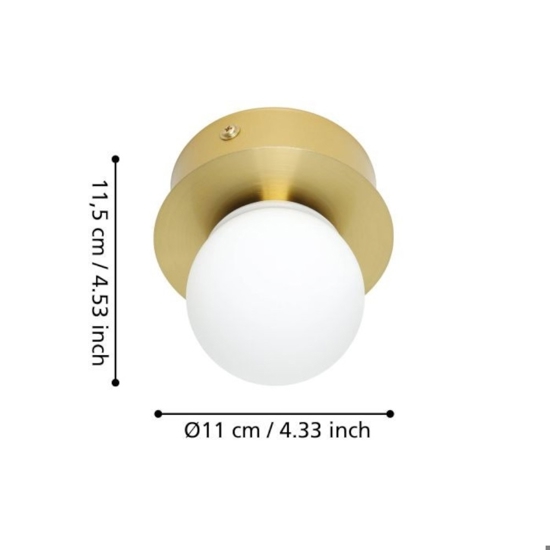 Eglo mosiano plafoniera da bagno con sfera in vetro led 3000k ip44