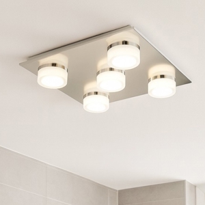 Eglo plafoniera da bagno romendo 5 luci led 3000k ip44