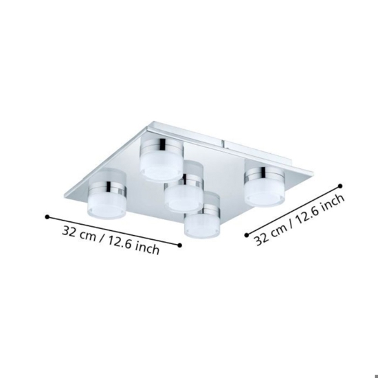 Eglo plafoniera da bagno romendo 5 luci led 3000k ip44