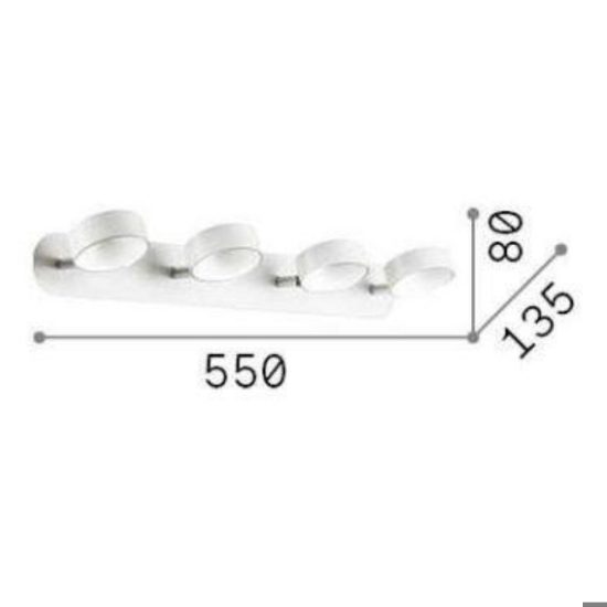 Oby pl4 ideal lux applique led 24w 3000k spot orientabili bianco