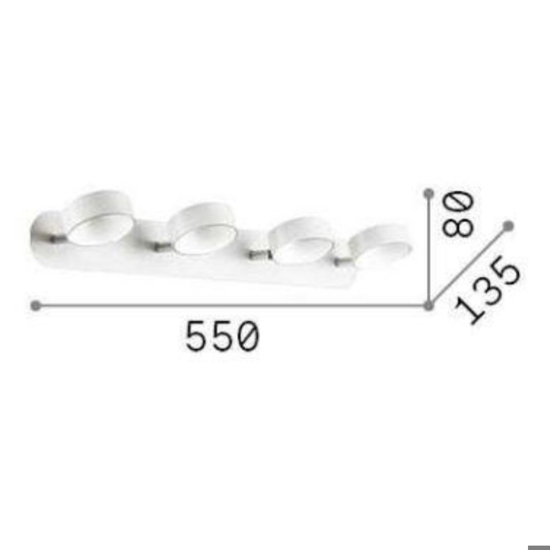 Oby pl4 ideal lux applique led 24w 3000k spot orientabili bianco