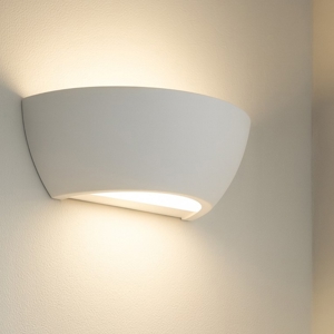 Applique gesso ceramica bianca verniciabile con diffusore di vetro