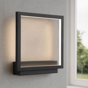 Applique led quadrato 18w 3000k nero moderna design
